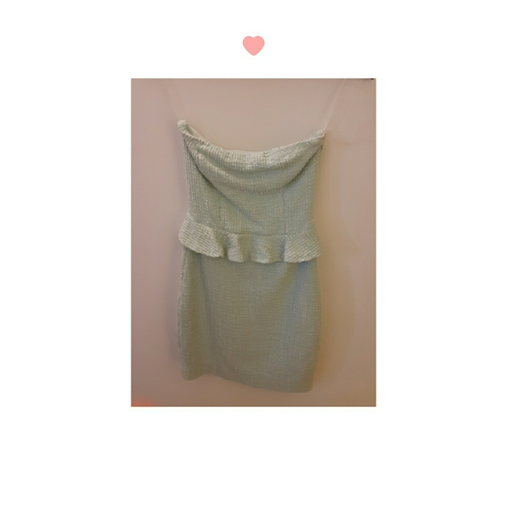 Zara beautiful mint tweed strapless party dress